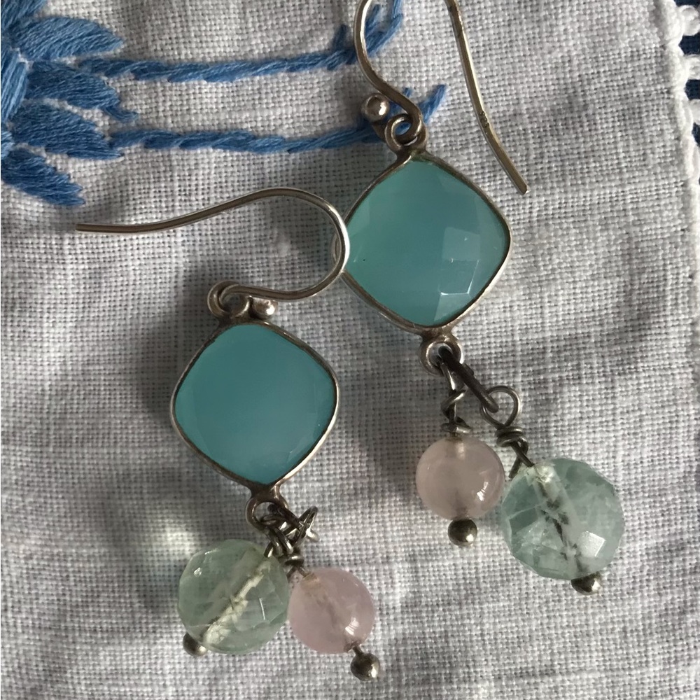 Chalcedony and Rose Quartz Earrings